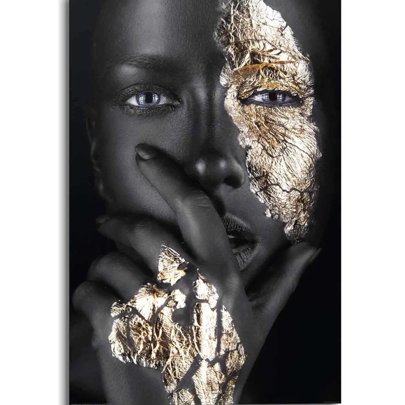 Overig Schilderij Gouden Hand - 60x90 cm - Goudkleurig - Hout