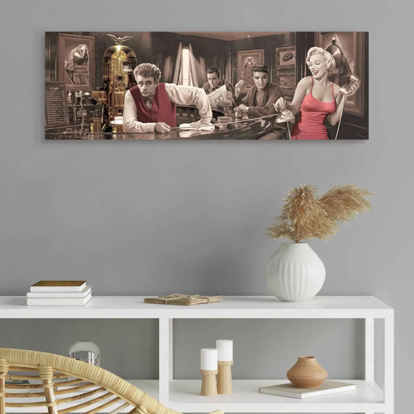 Overig Schilderij Java Dreams - 90x30 cm - Bruin - Hout