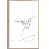 Overig Schilderij Kolibrie - 20x30 cm - Zwart-Wit - Hout
