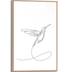 Overig Schilderij Kolibrie - 20x30 cm - Zwart-Wit - Hout