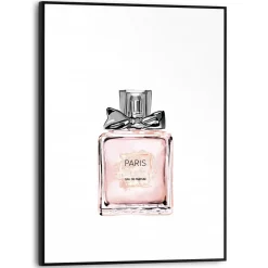 Overig Schilderij Parfumflesje - 30x40 cm - Roze - Hout
