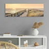 Schilderij Strandpad - 90x30 cm - Zand - Hout