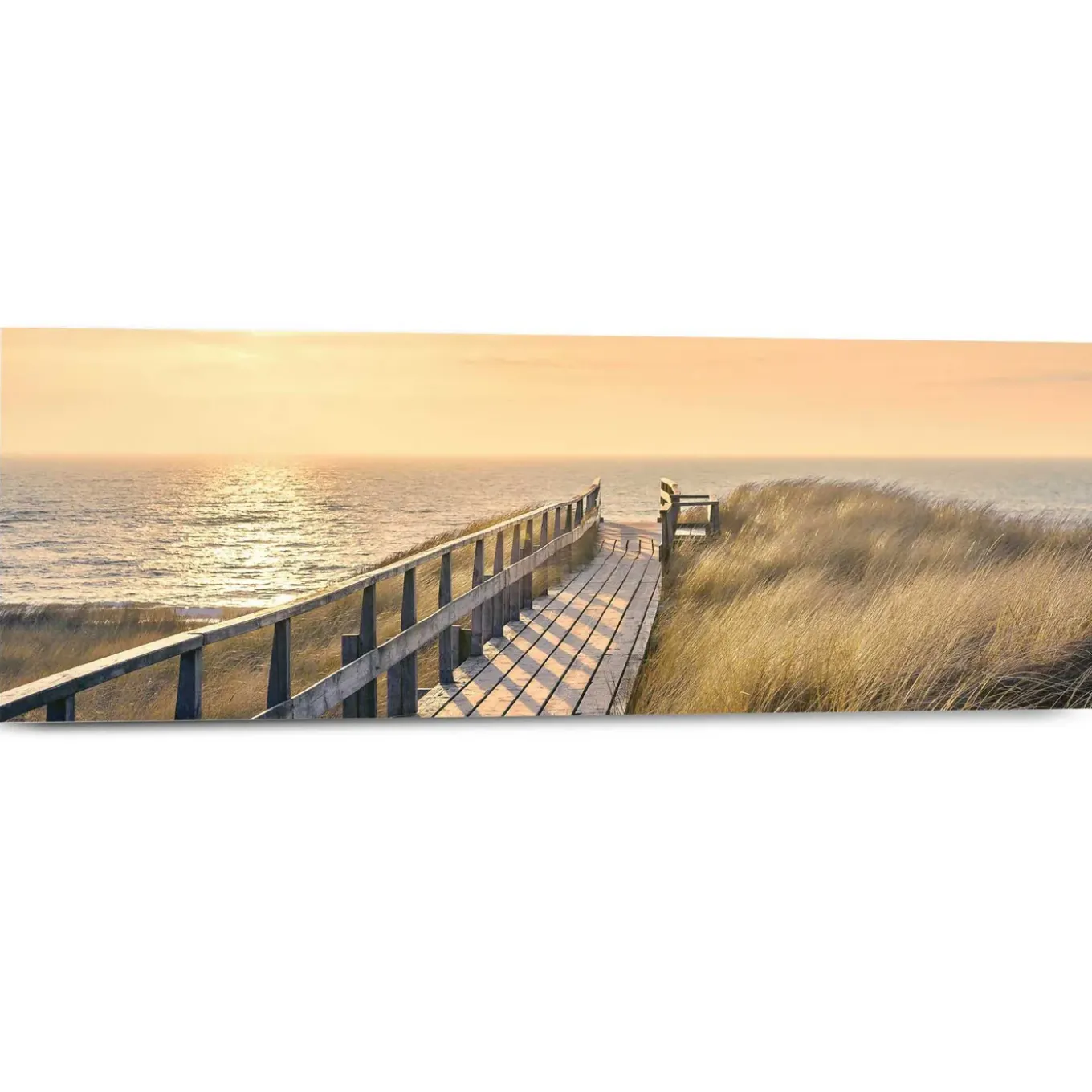 Schilderij Strandpad - 90x30 cm - Zand - Hout