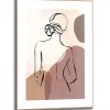 Schilderij Vrouw - 50x70 cm - Bruin - Hout