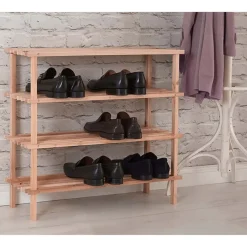 Schoenenrek - 4-laags - 77 X 26 X 65 Cm - Hout -schoenenstandaard