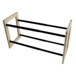 Schoenenrek uitschuifbaar bamboe zwart 35-62x22x32cm