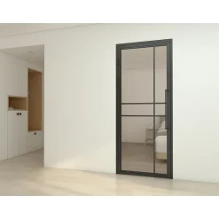 Schulte Complete Glazen Binnendeur Met Kozijn - 90x215cm - Transparant - Mat Zwart - Links