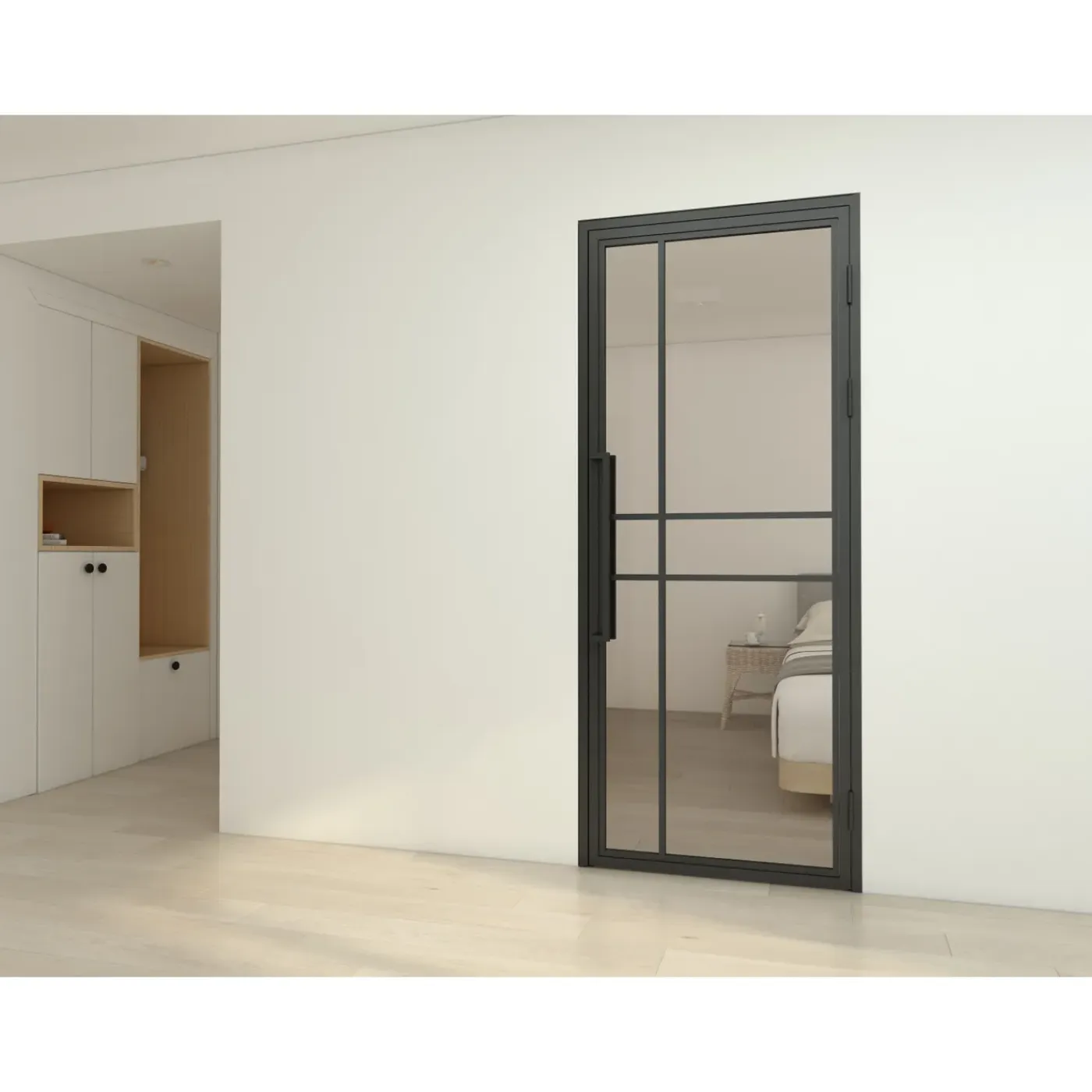 Schulte Complete Glazen Binnendeur Met Kozijn - 90x201cm - Transparant - Mat Zwart - Rechts