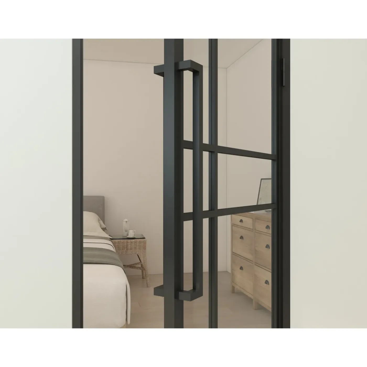 Schulte Complete Glazen Binnendeur Met Kozijn - 90x201cm - Transparant - Mat Zwart - Rechts