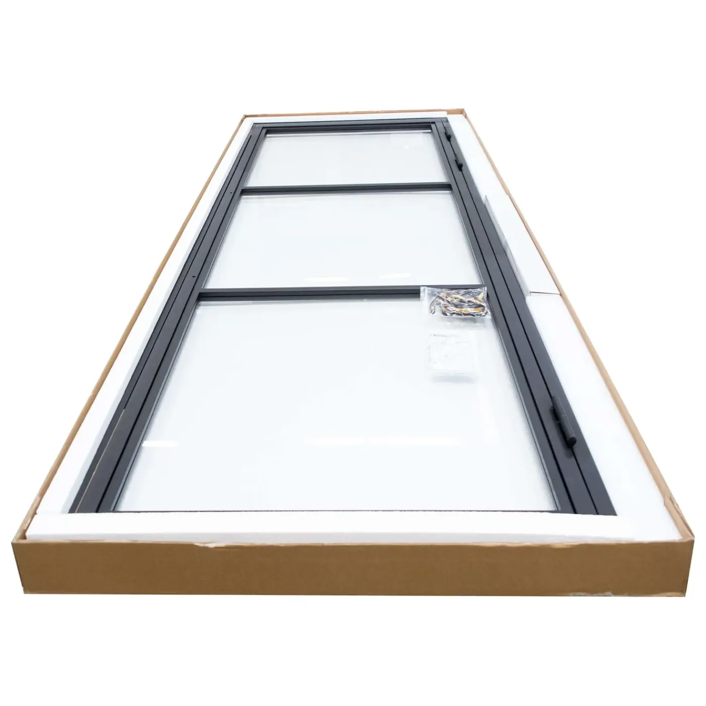 Schulte Complete Glazen Binnendeur – 99x235– Atelier – Matzwart – Satijn – 3 Ruiten–scharnier Links