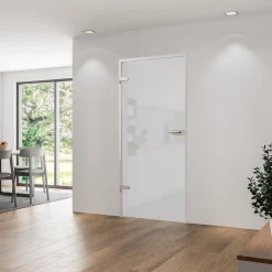 Schulte Complete Glazen Draaideur - 83 X197 Cm - Gesatineerd - Chroom - Zonder Kozijn - Omkeerbaar