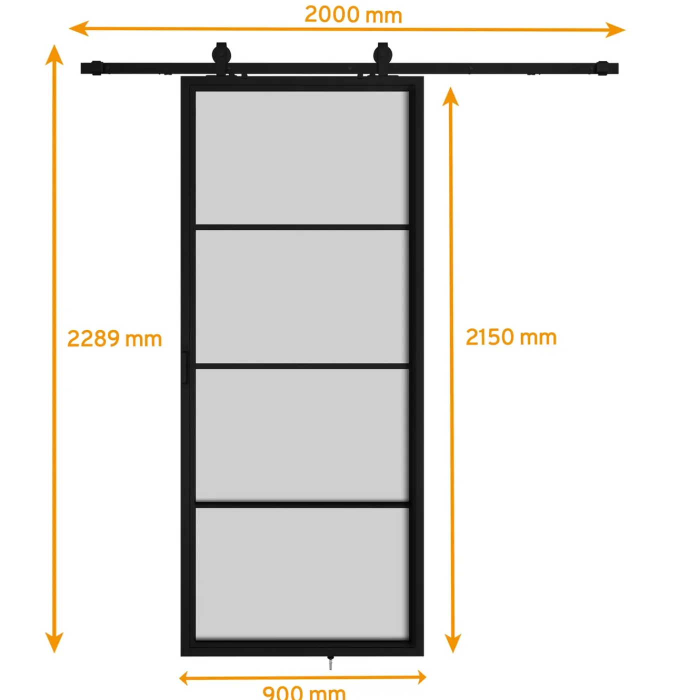 Schulte Complete Glazen Schuifdeur - 90x215 - 4 Vakken - Mat Glas - Decor Industrieel