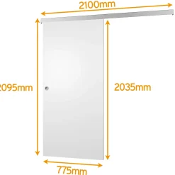 Schulte Complete Schuifdeur Hout - 77x203 - Wit Hout - Ronde Komgreep + Dubbele Softclose Demper