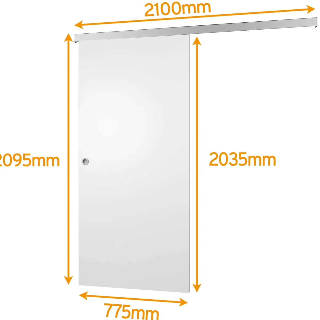 Schulte Complete Schuifdeur Hout - 77x203 - Wit Hout - Ronde Komgreep + Dubbele Softclose Demper