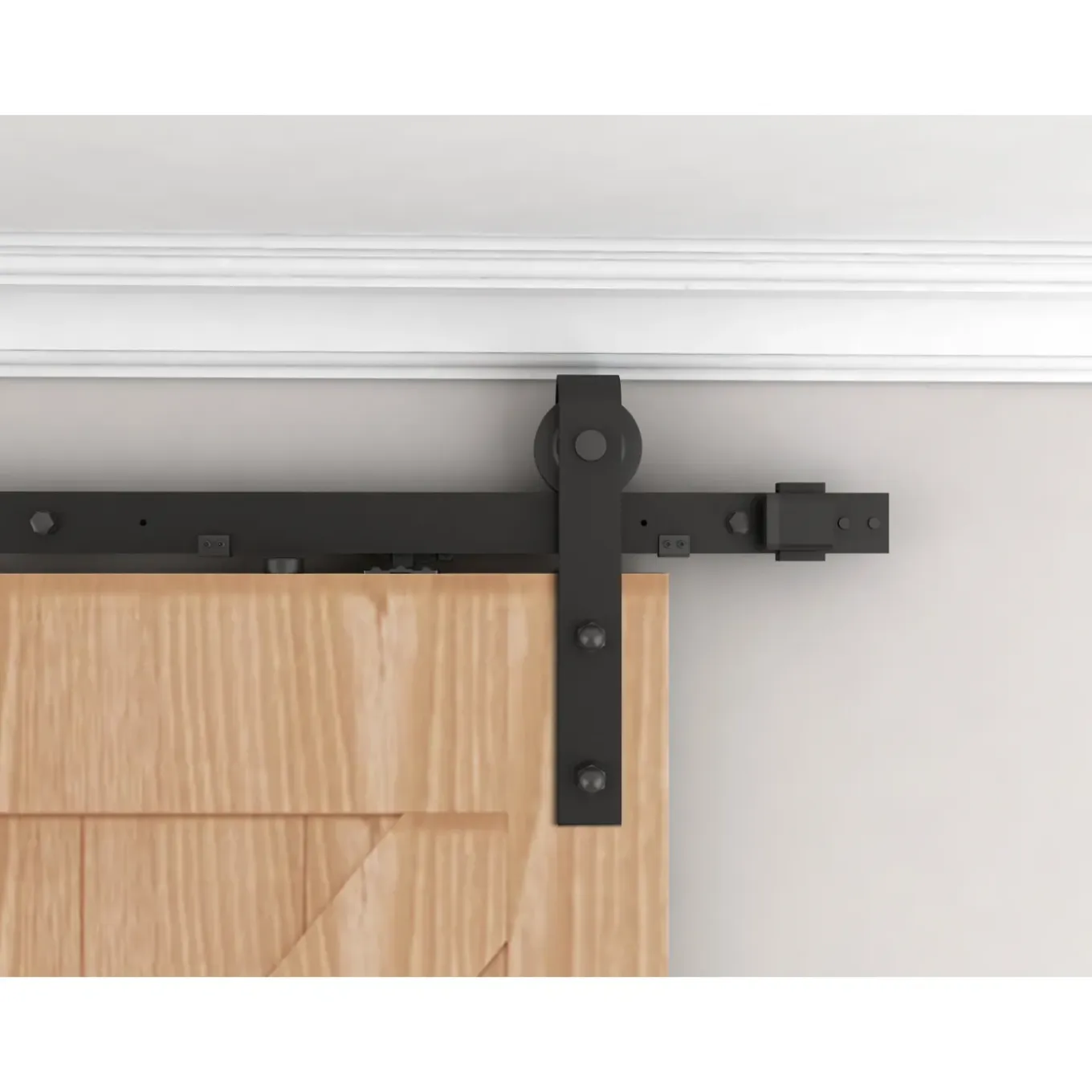 Schulte complete schuifdeur - hout - 90x215 - dekor eiken - bevestiging zwart -eenvoudige montage