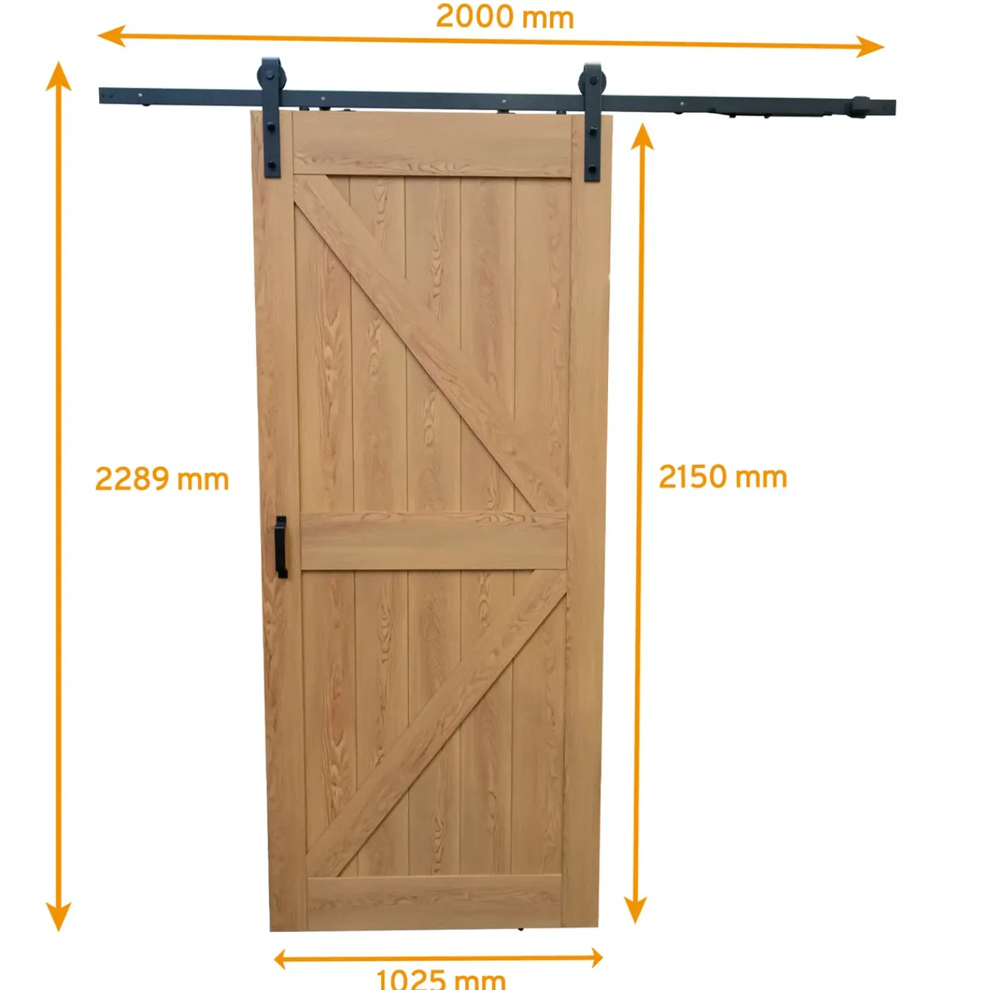 Schulte complete schuifdeur - hout - 103x215 - dekor eiken - bevestiging zwart -eenvoudige montage