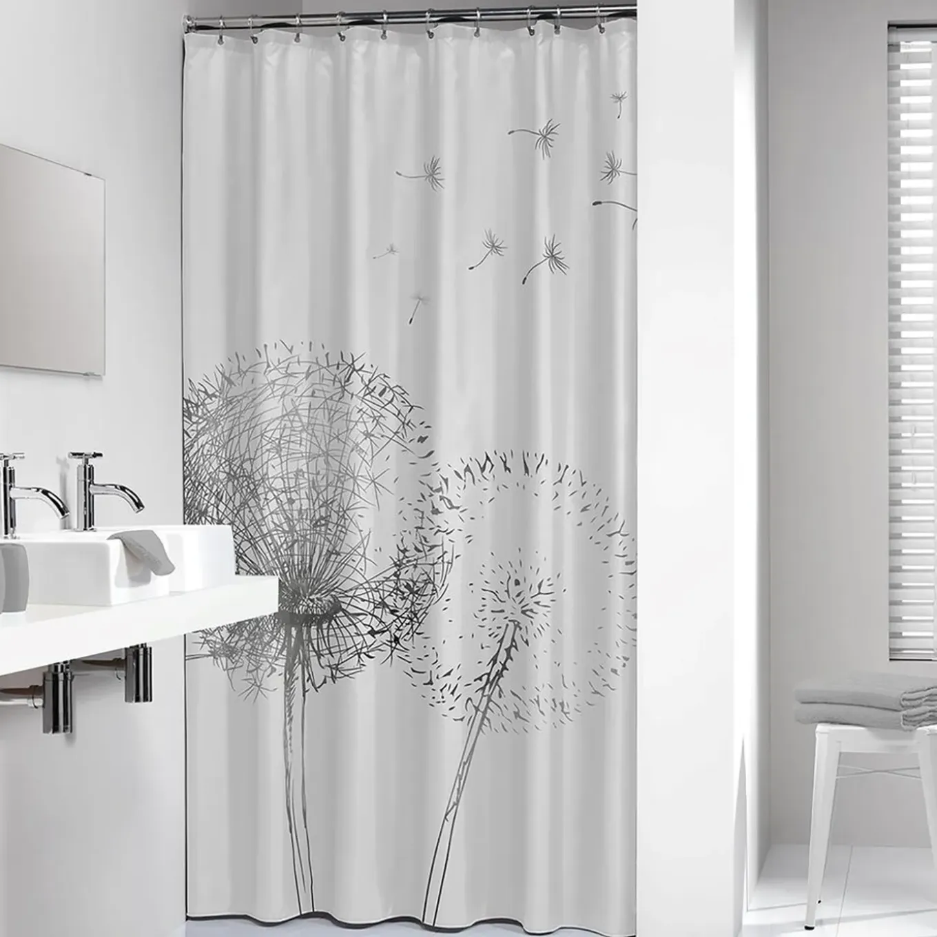 Sealskin douchegordijn Flow 180x200cm polyester zwart/ wit