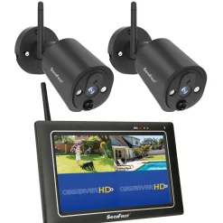 SecuFirst CWL401S/2 Met 7 inch monitor en 2x Draadloze Beveiligingscamera - Zwart