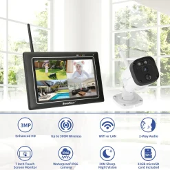SecuFirst CWL401W Met 7 inch monitor en 1x Draadloze Beveiligingscamera - Wit