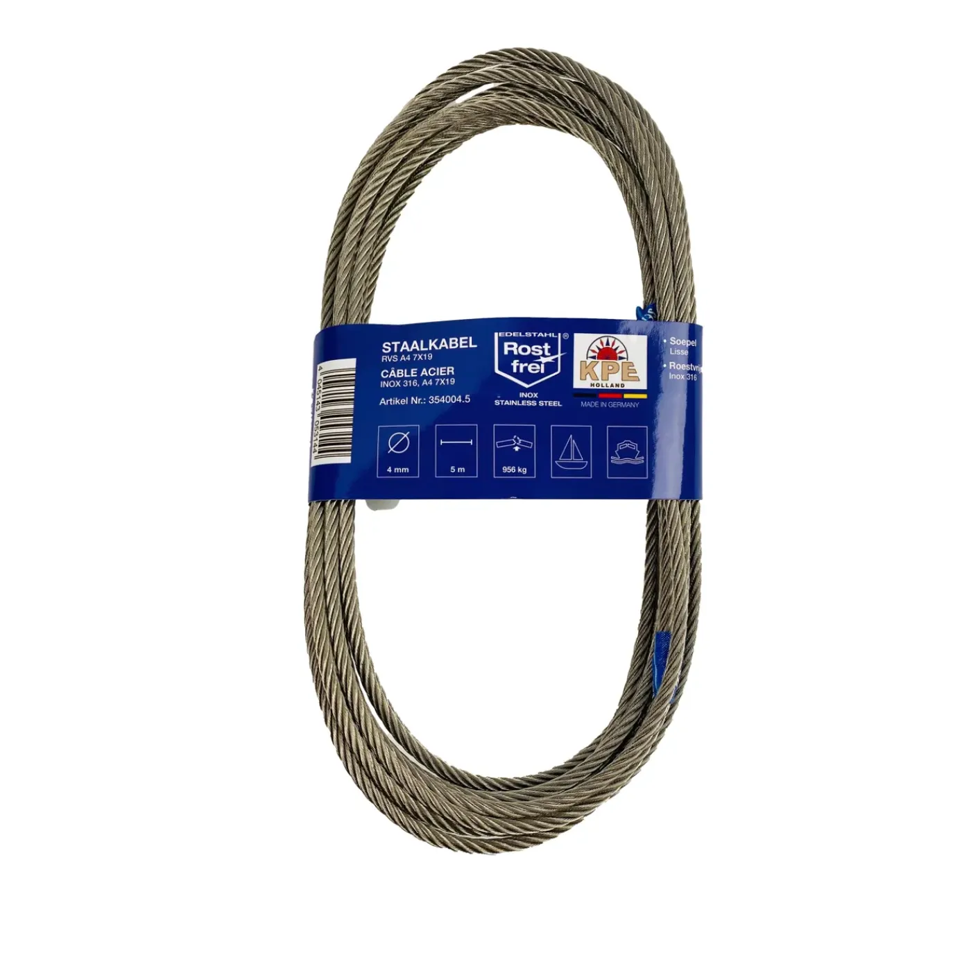 Seilflechter roestvrijstalen kabel – 4 mm x 5 m
