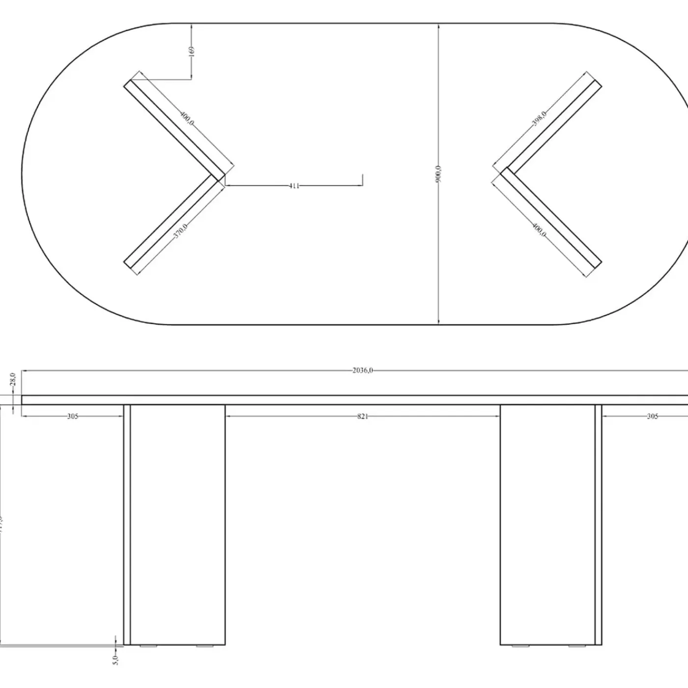 SELSEY - Eettafel - Ovo - Wisconsin Walnoot - Ovaal - 204x90x75 Cm