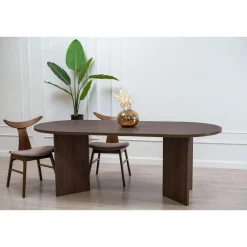 SELSEY - Eettafel - Ovo - Wisconsin Walnoot - Ovaal - 204x90x75 Cm