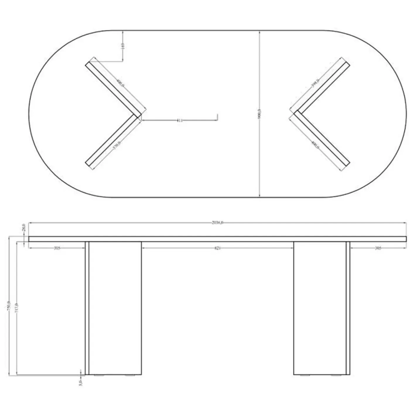 SELSEY - Eettafel - Ovo - Wisconsin Walnoot - Ovaal - 204x90x75 Cm