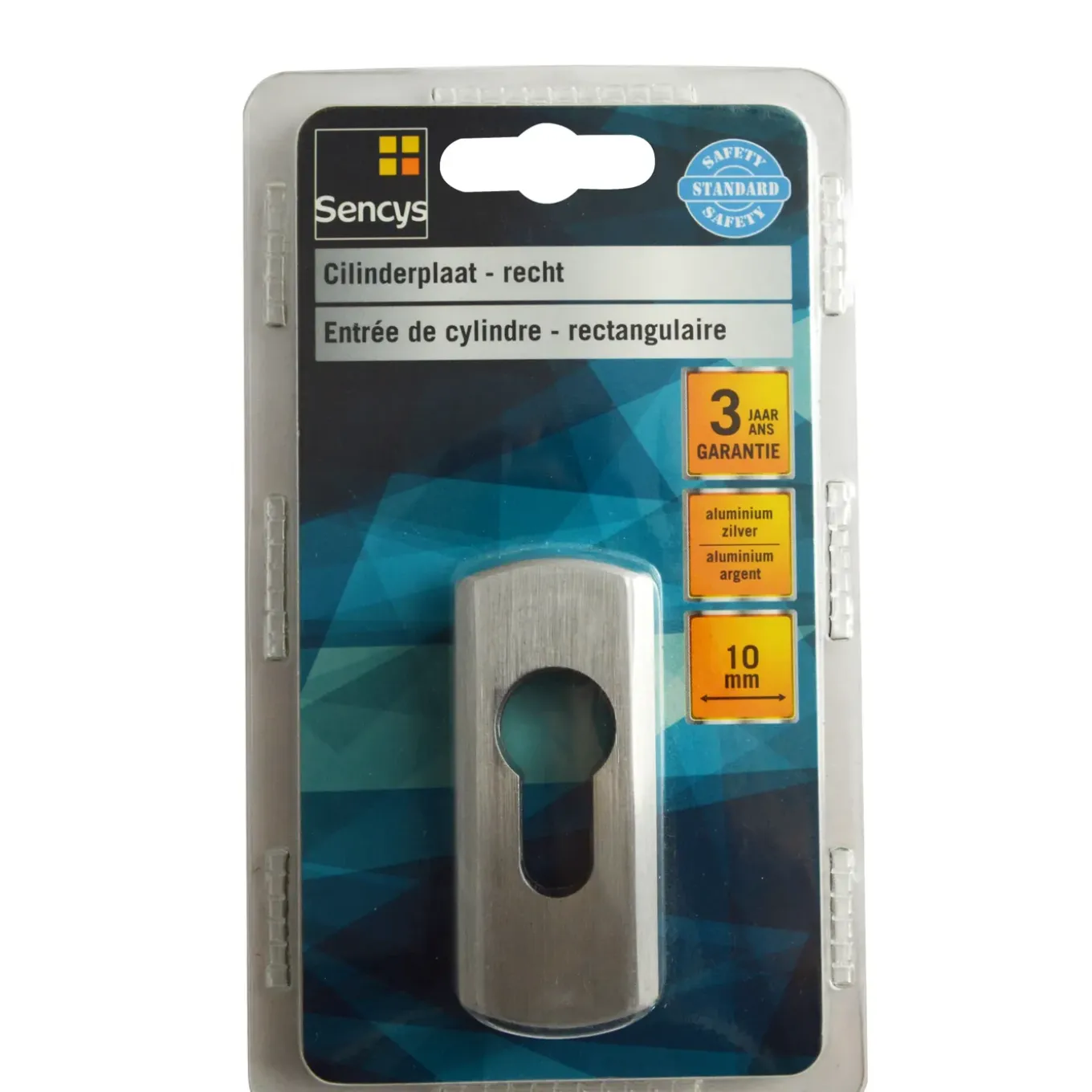 Sencys cilinderplaat rechthoekig aluminium zilver 10mm