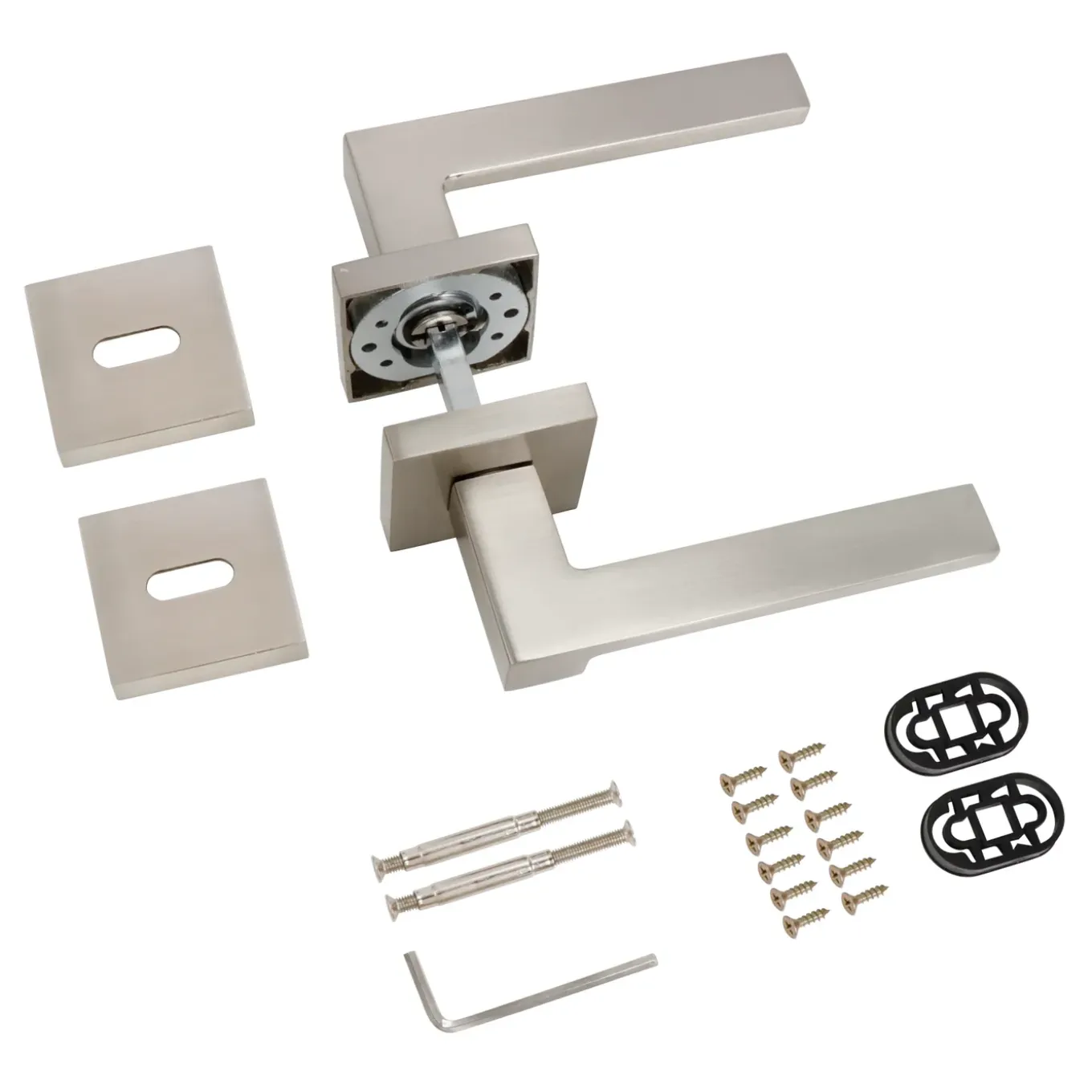 Sencys Deurkruk op Rozet Berlin - Aluminium - RVS Look Satin - Sleutelgat - Vierkant Rozet - 128 mm