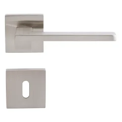 Sencys Deurkruk op Rozet Berlin - Aluminium - RVS Look Satin - Sleutelgat - Vierkant Rozet - 128 mm