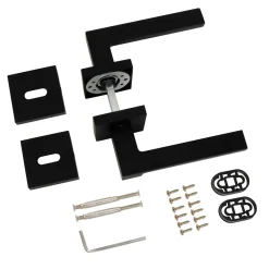 Sencys Deurkruk op Rozet Berlin - Aluminium - Zwart Gelakt - Sleutelgat - Vierkant Rozet - 128 mm