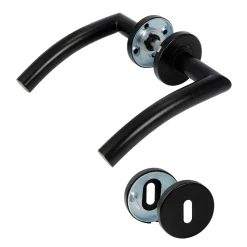 Sencys Deurkruk op Rozet Black Forest-II - RVS - Zwart Gelakt - Sleutelgat - 135 mm