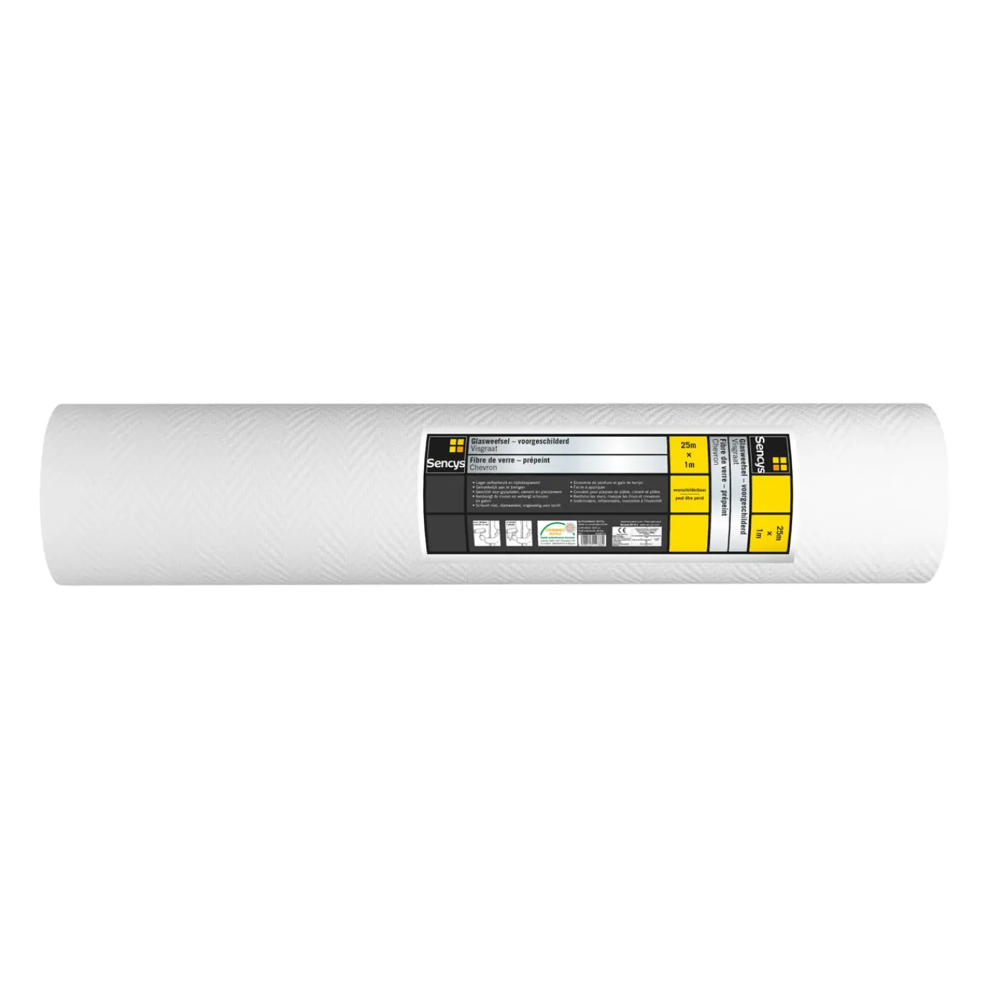 Sencys glasvliesbehang voorgeschilderd visgraat - 25 m - 145 g/m²