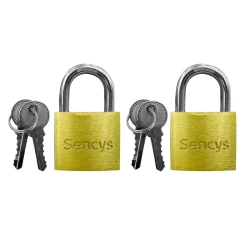 Sencys Hangslotenset met sleutel - Staal voor kluisje - Behuizing 40 mm - Set van 2 stuks