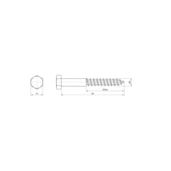 Sencys houtdraadbout M6x50mm per 20 r.v.s.
