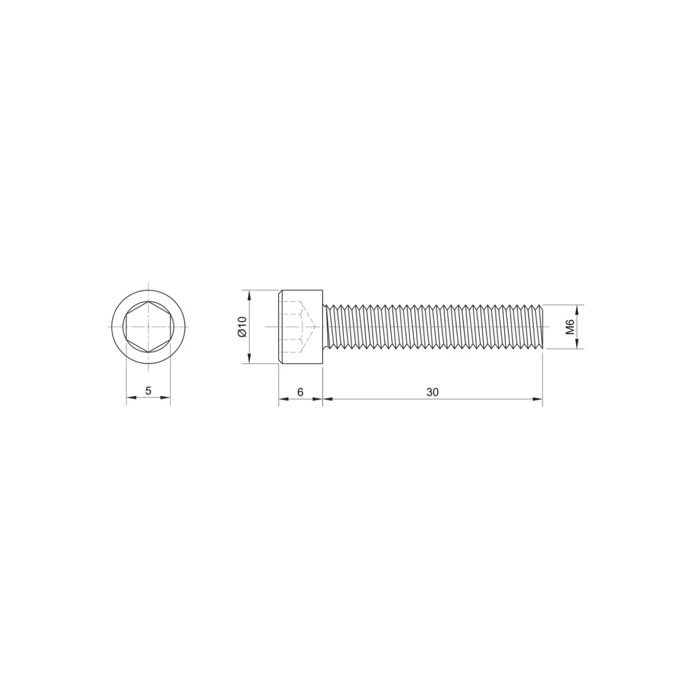 Sencys inbusbout CK M6x30mm per 8 gegalvaniseerd