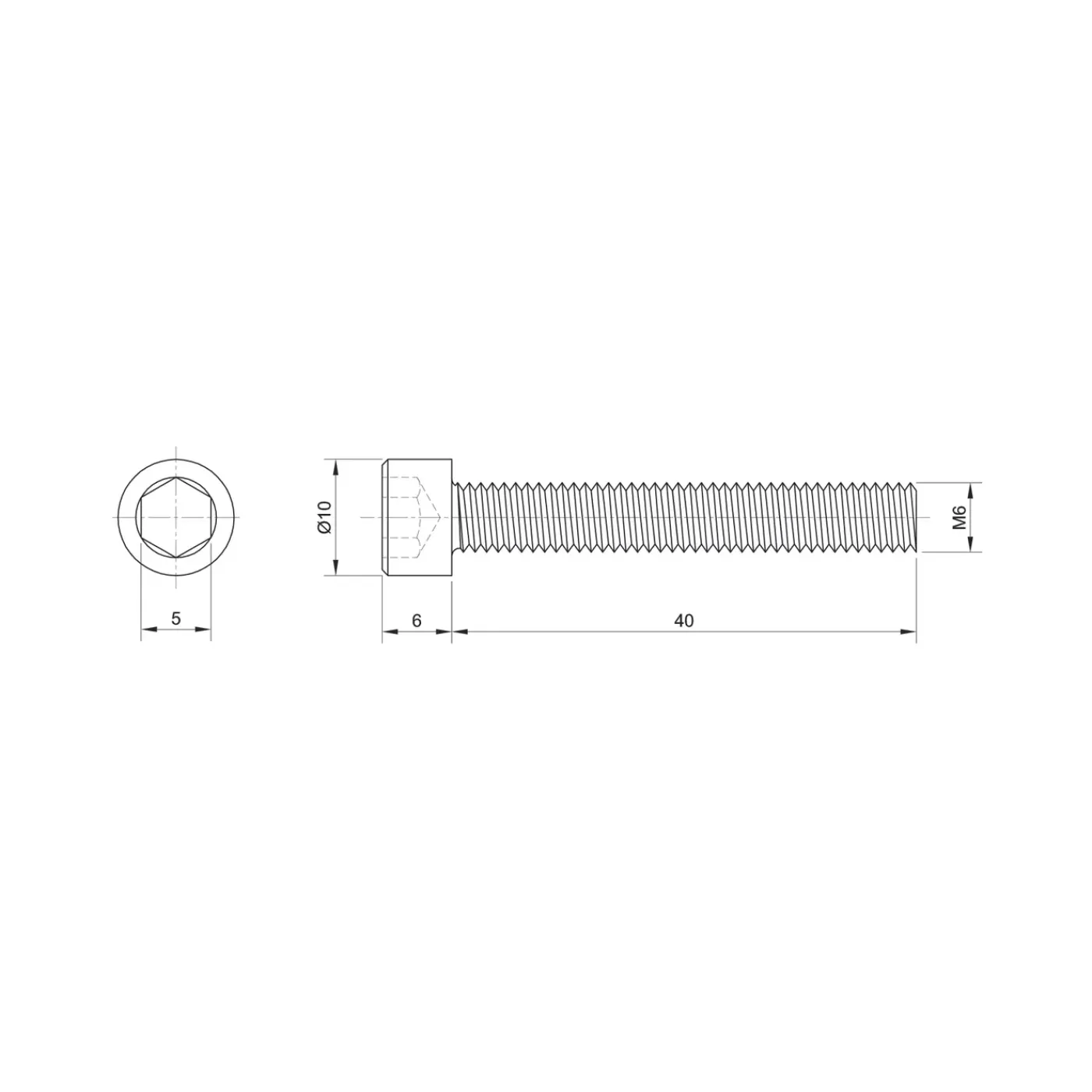 Sencys inbusbout CK M6x40mm per 8 gegalvaniseerd
