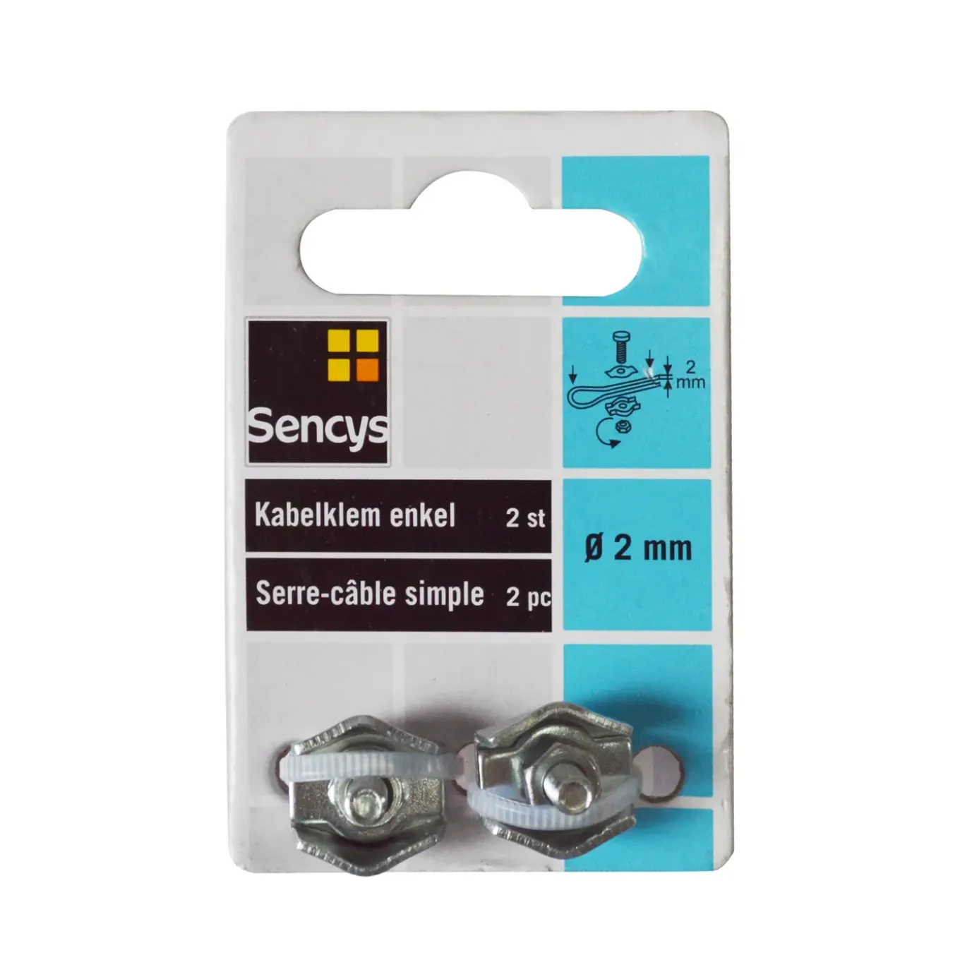 Sencys kabelklem enkel - Gegalvaniseerd - diam. 2mm - 2 stuks