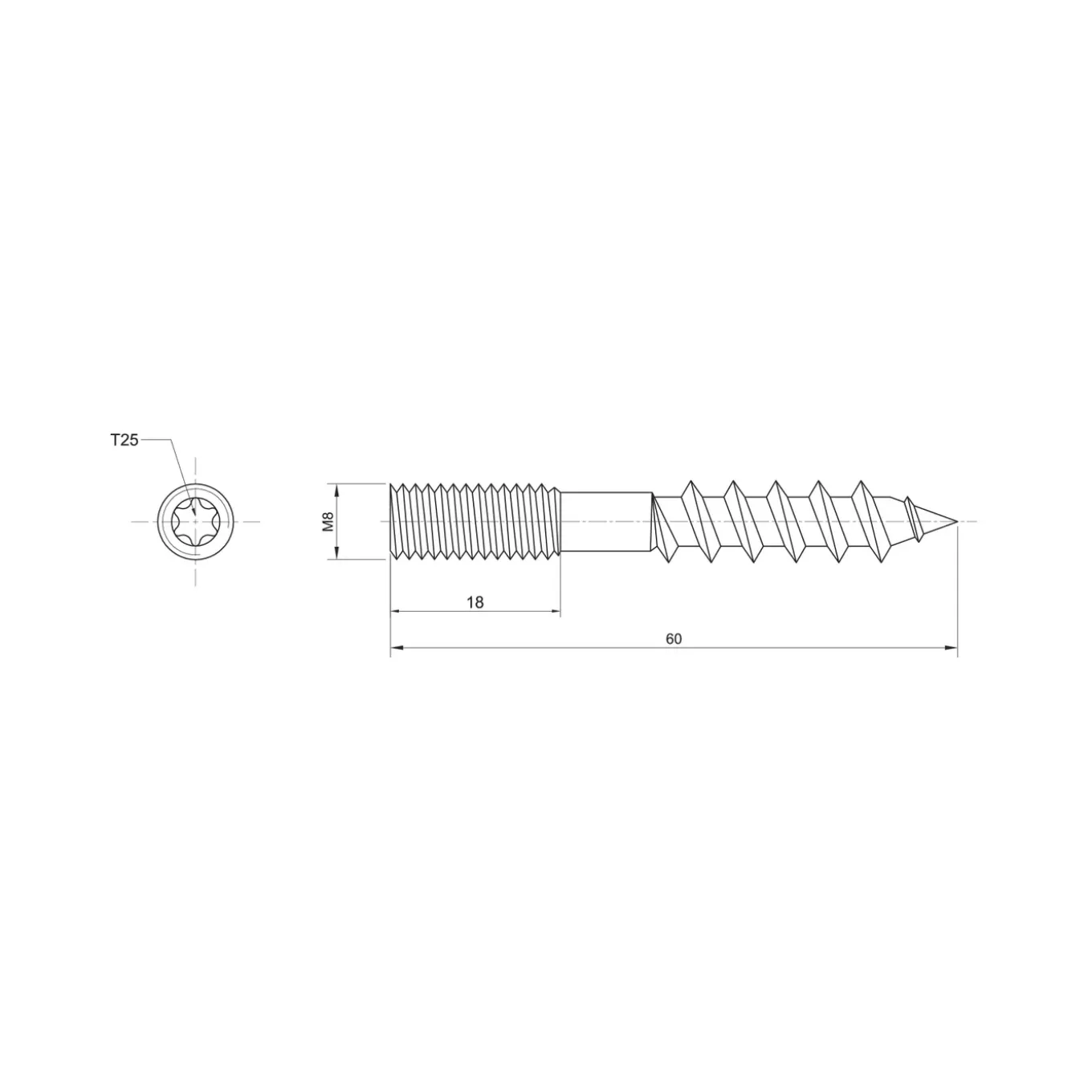 Sencys Metaalschroef Gegalvaniseerd Zeskantkop - M8x60mm - 5 stuks
