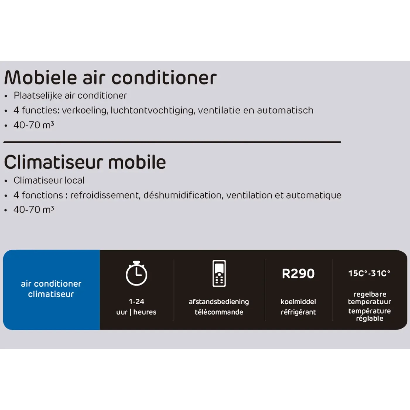 Sencys Mobiele airco - 7000 BTU