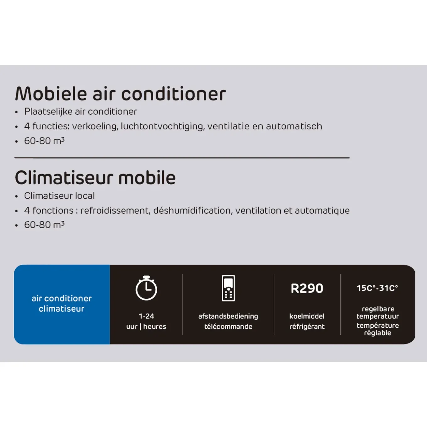 Sencys Mobiele Airco 9000BTU - 2500W