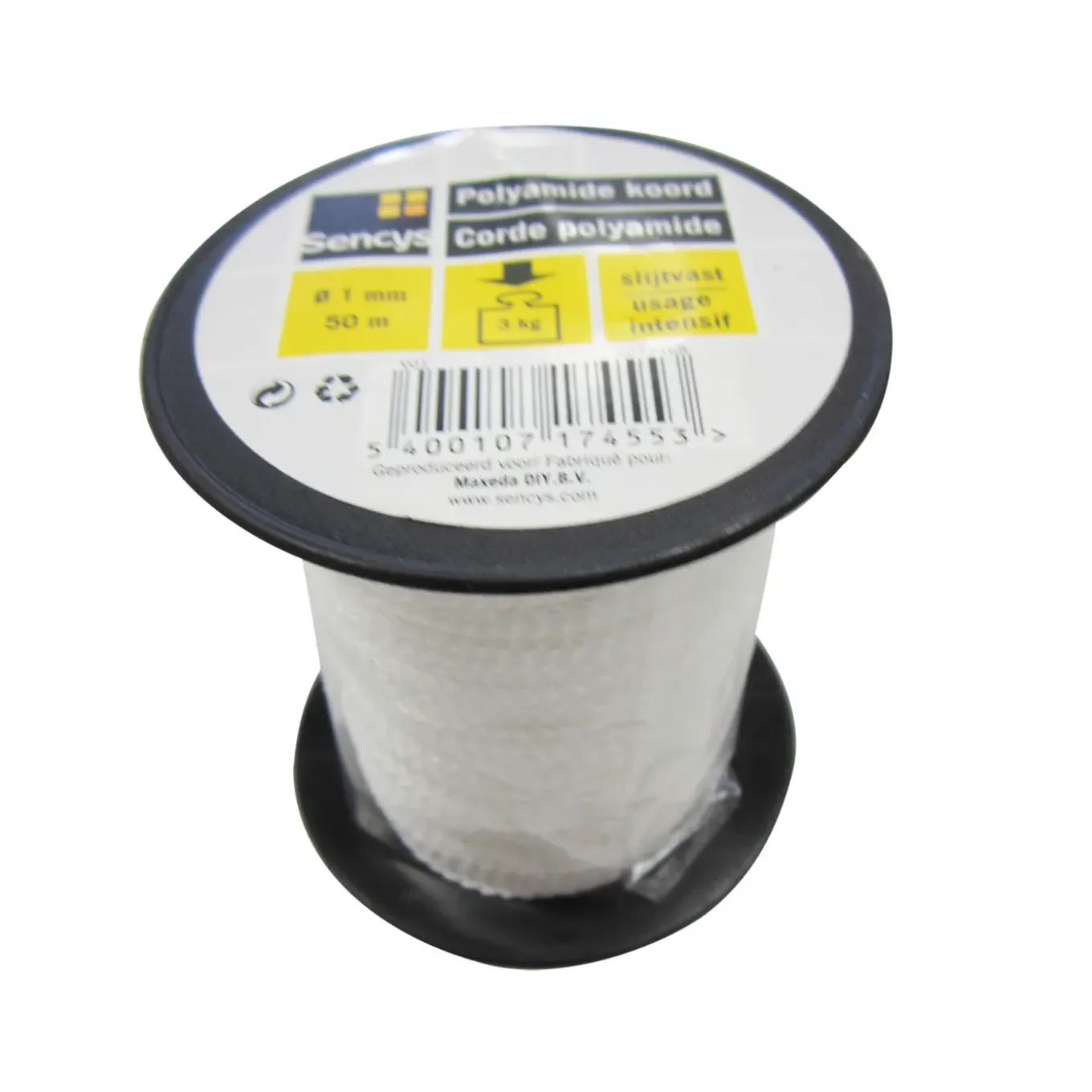 Sencys polyamide koord wit 1mm 50m