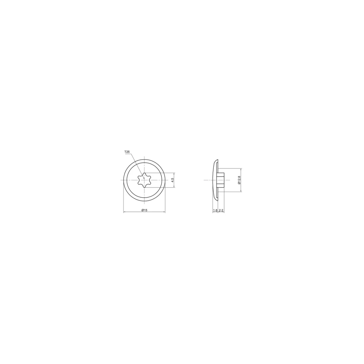 Sencys Schroef Afdekkapje Kunststof Torx T25 - 50 stuks