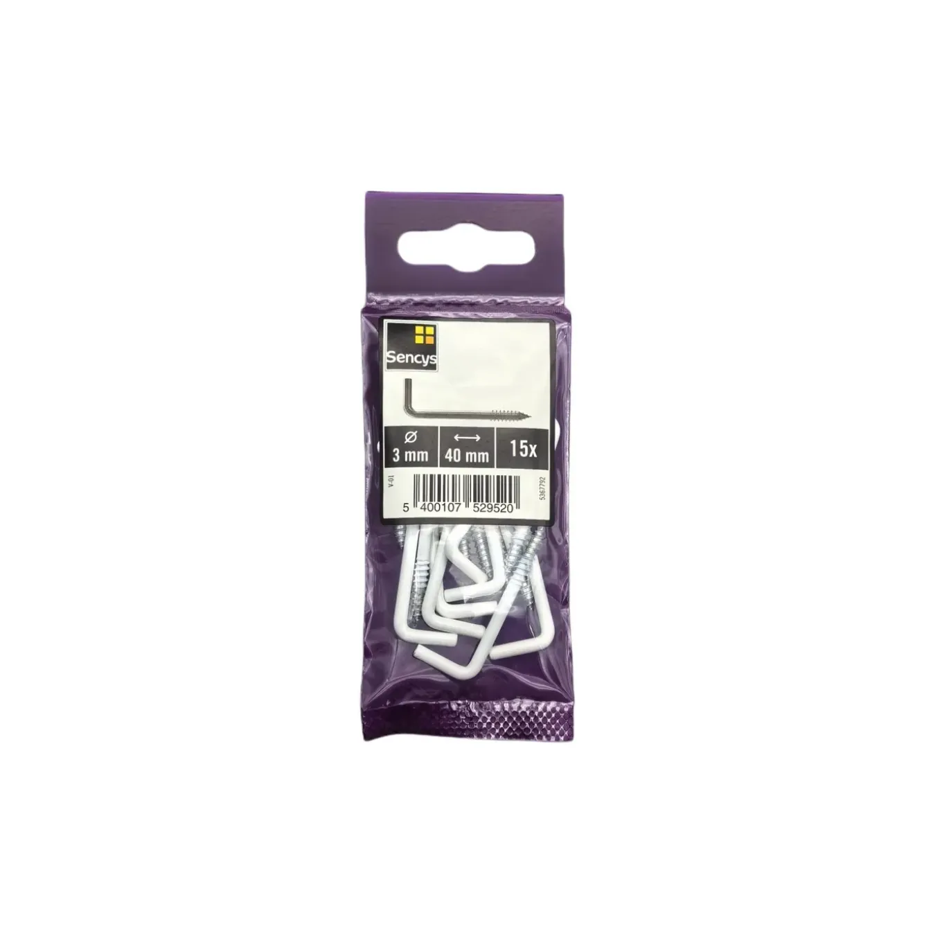 Sencys schroefduim 3x40mm wit per 15