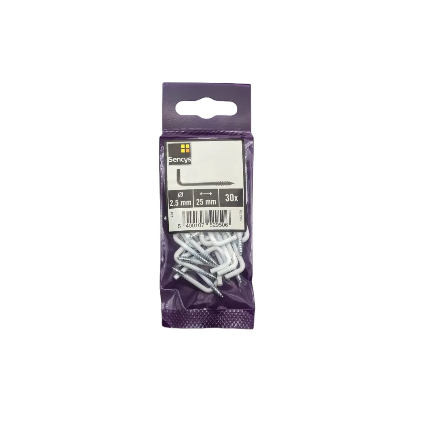 Sencys schroefduim 2,5x25mm wit per 30