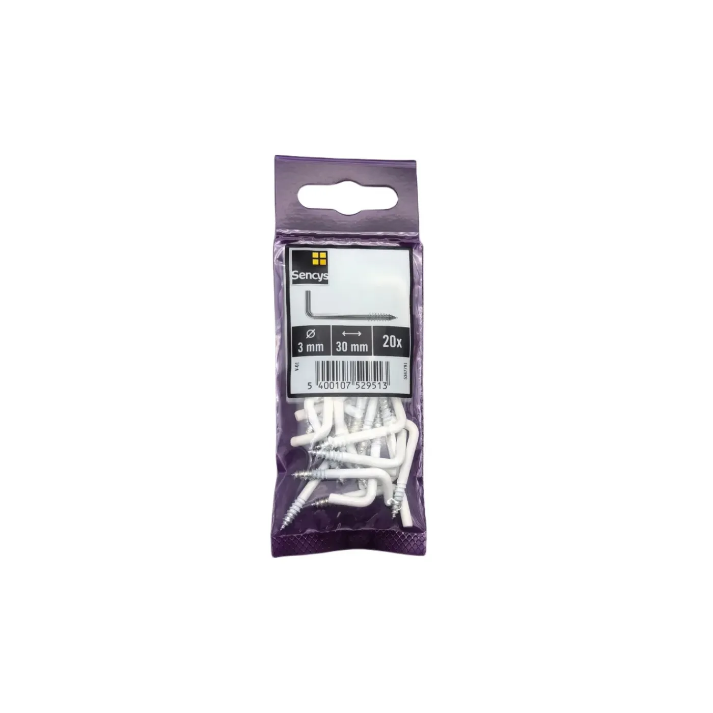 Sencys schroefduim 3x30mm wit per 20