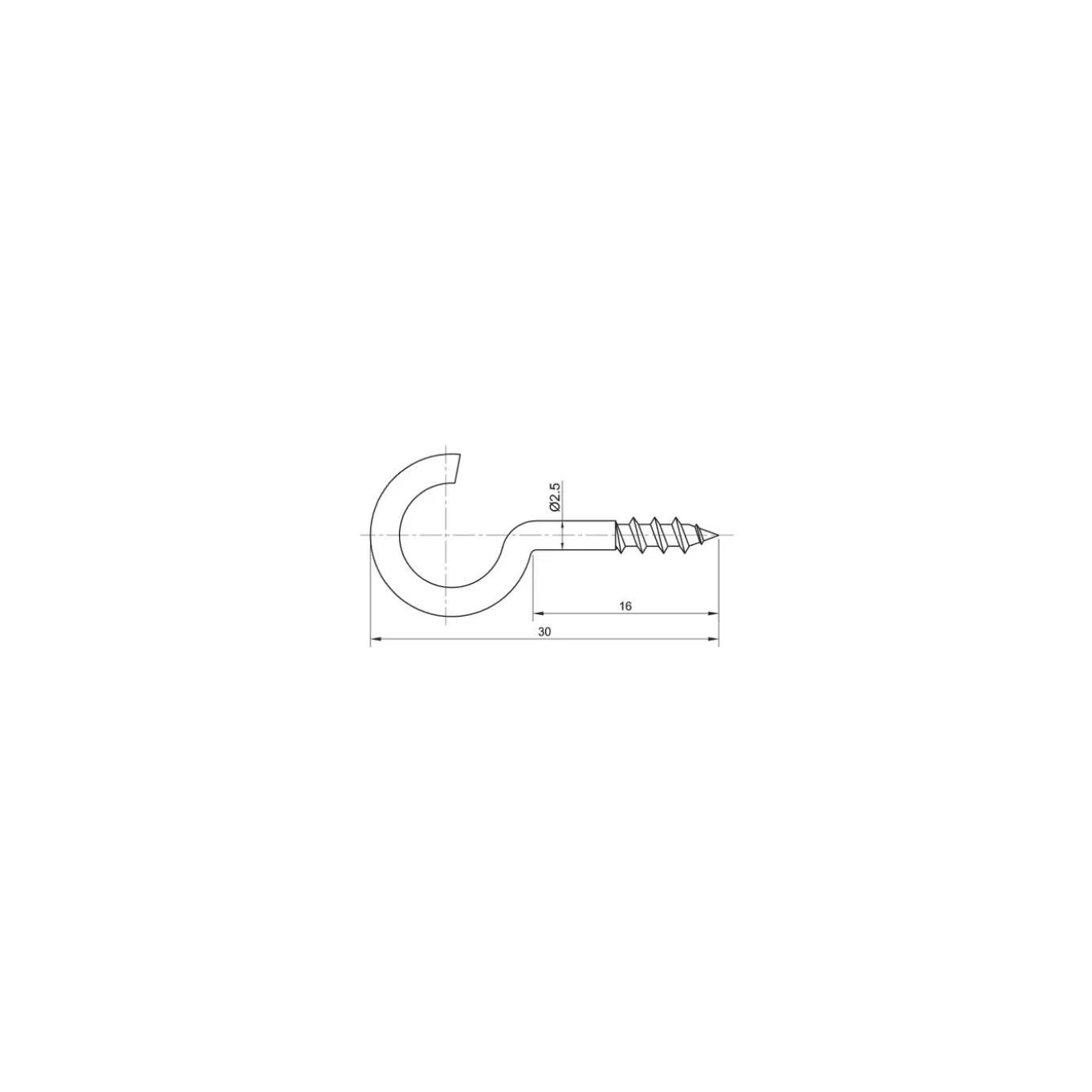 Sencys schroefhaak 2,5x16mm wit per 30
