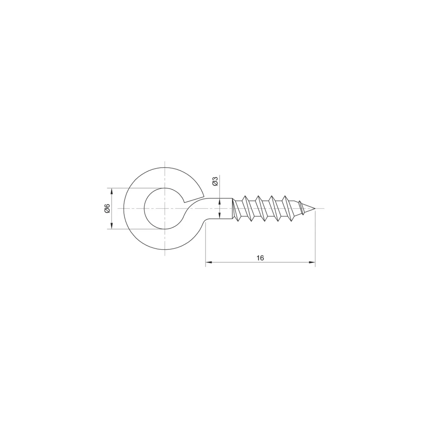 Sencys schroefoog 3x16mm wit per 30