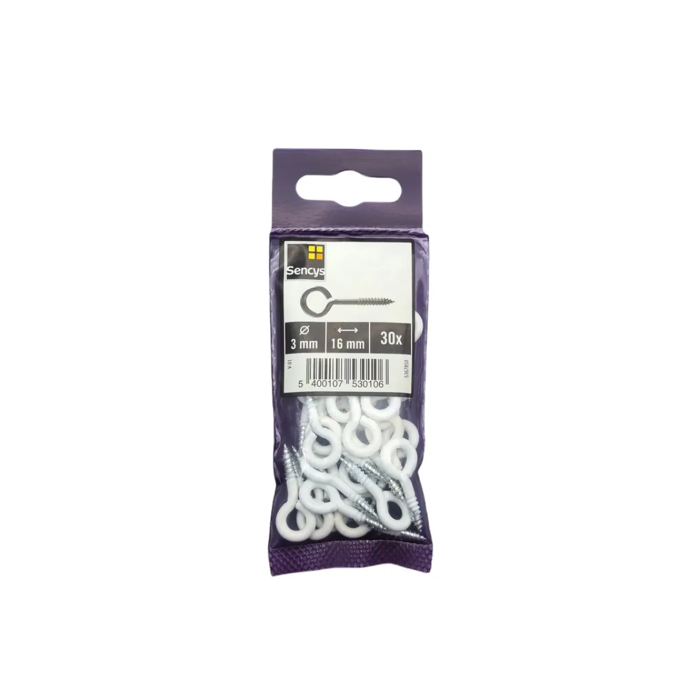 Sencys schroefoog 3x16mm wit per 30