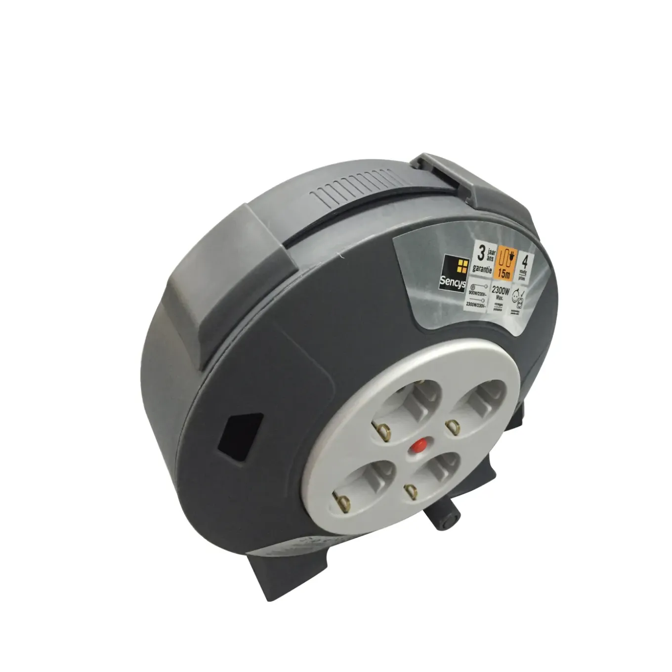 Sencys schuko haspel 15m 3G1.0 grijs